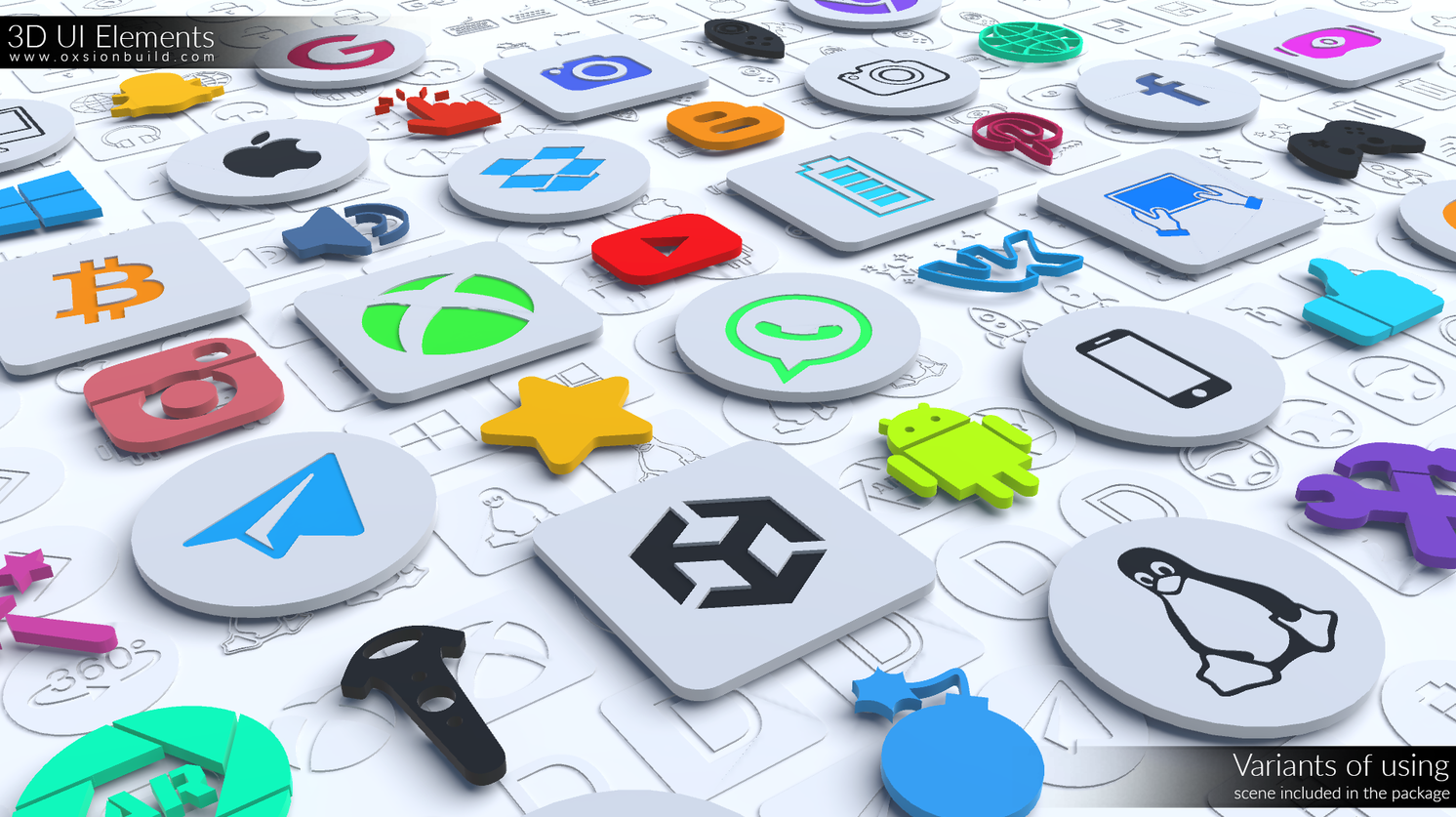 3D UI Elements, Unity, Unity Asset Store, Game assets, Game resources for Unity