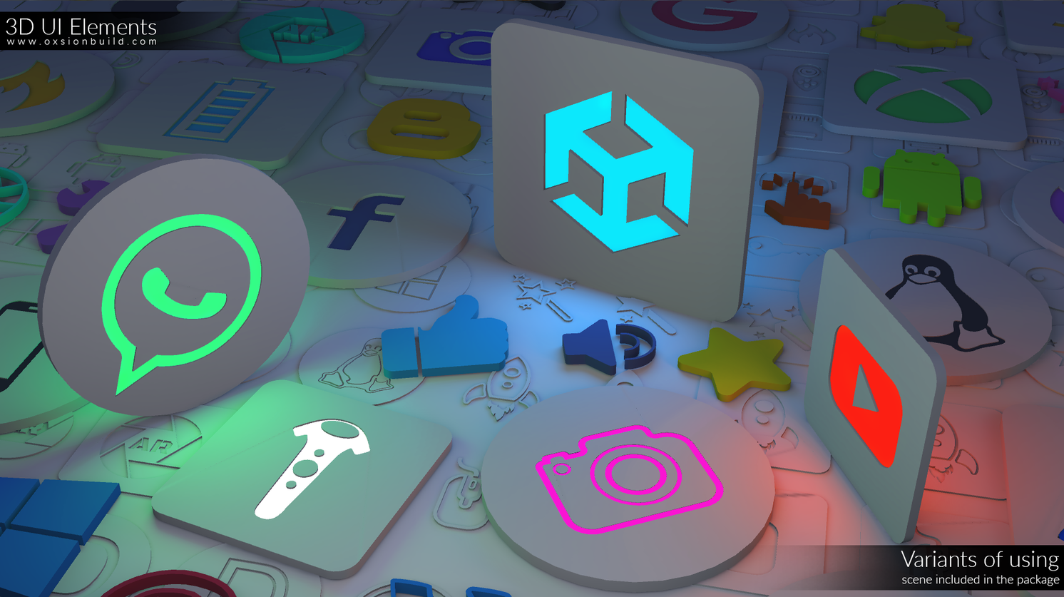 3D UI Elements, Unity, Unity Asset Store, Game assets, Game resources for Unity