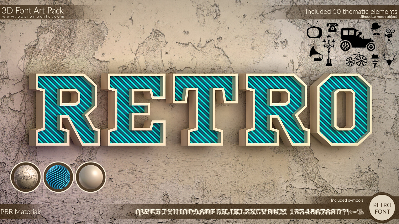 3D Font Art Pack, Unity, Unity Asset Store, Game assets, Game resources for Unity