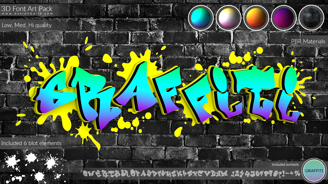 3D Font Art Pack, Unity, Unity Asset Store, Game assets, Game resources for Unity