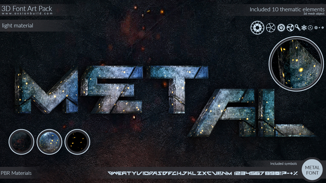 3D Font Art Pack, Unity, Unity Asset Store, Game assets, Game resources for Unity