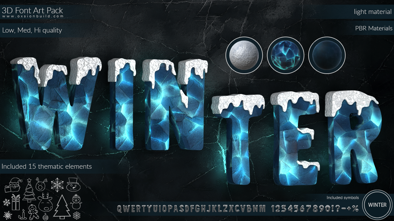 3D Font Art Pack, Unity, Unity Asset Store, Game assets, Game resources for Unity