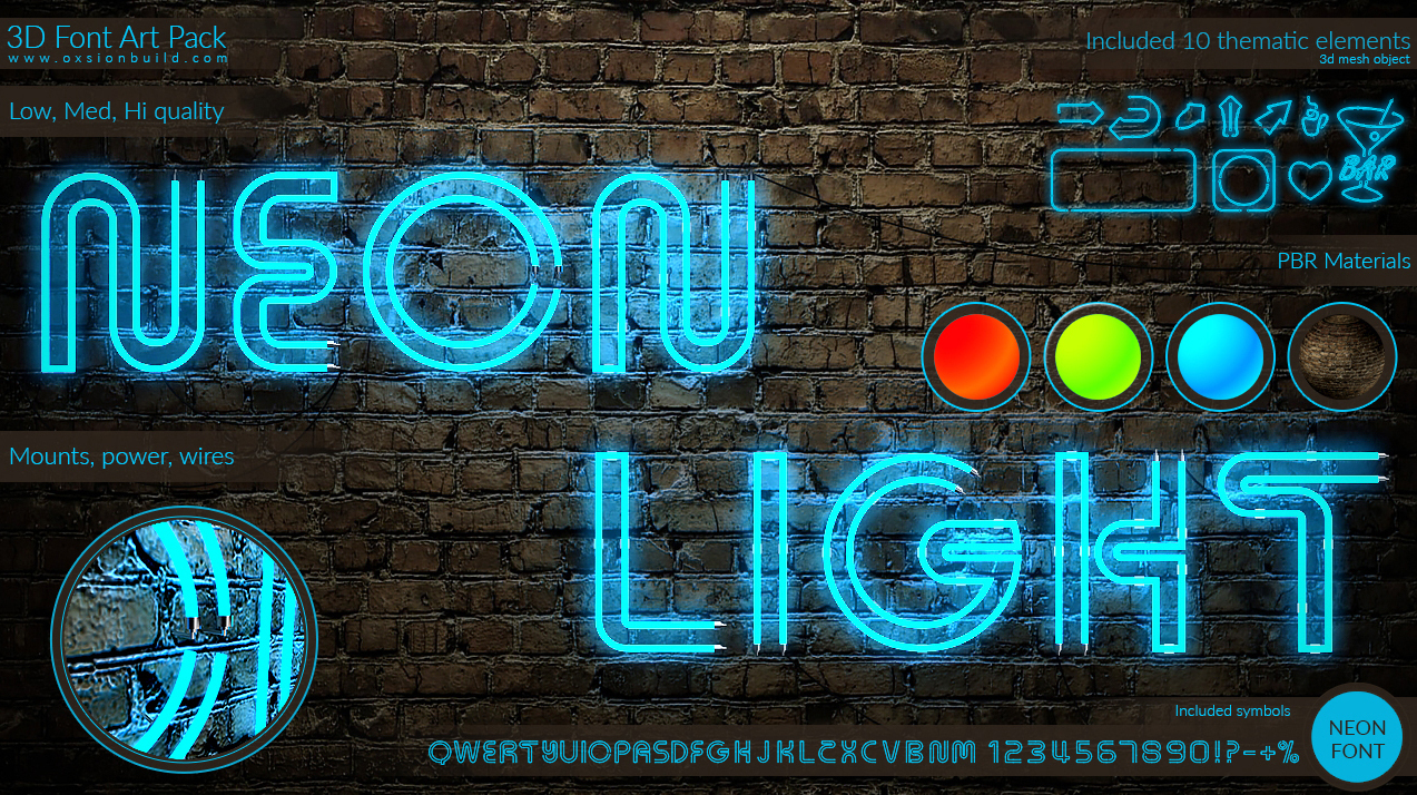 3D Font Art Pack, Unity, Unity Asset Store, Game assets, Game resources for Unity